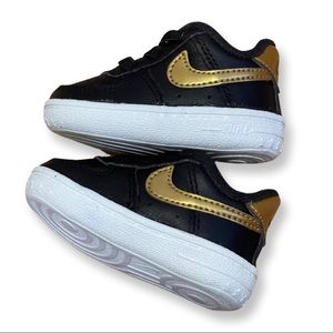 🧸⭐️ Baby Nike Air Force 1’s Black and Gold Crib Shoes Size 1